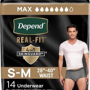 Depend Real Fit Incontinence Underwear for Men, Disposable, S/M (14 ct)